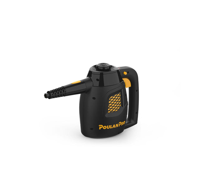 Poulan Pro PP230 Handheld steam cleaner from the front-right angle showing the steam trigger.