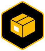 Honeycomb shaped icon with a shipping box inside